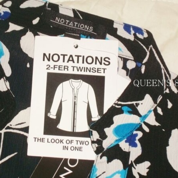 Nwt Notations S Floral Necklace Blouse - Picture 3 of 5